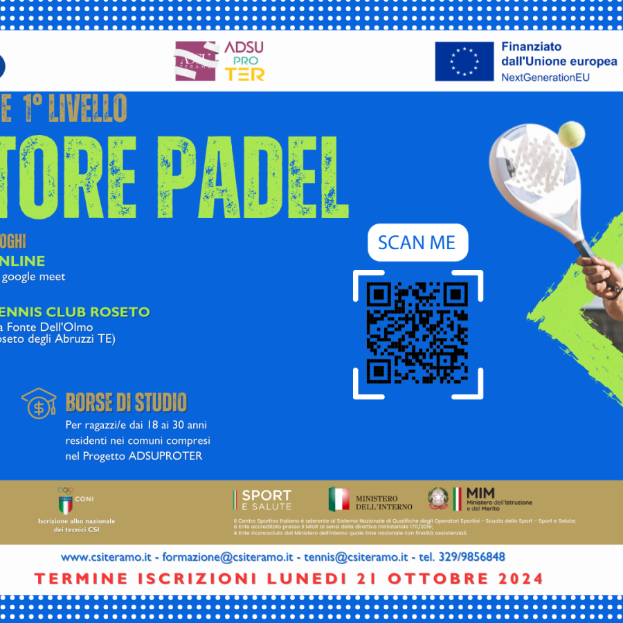 ISTRUTTORI DI PADEL: AL VIA IL CORSO DI 1°LIVELLO